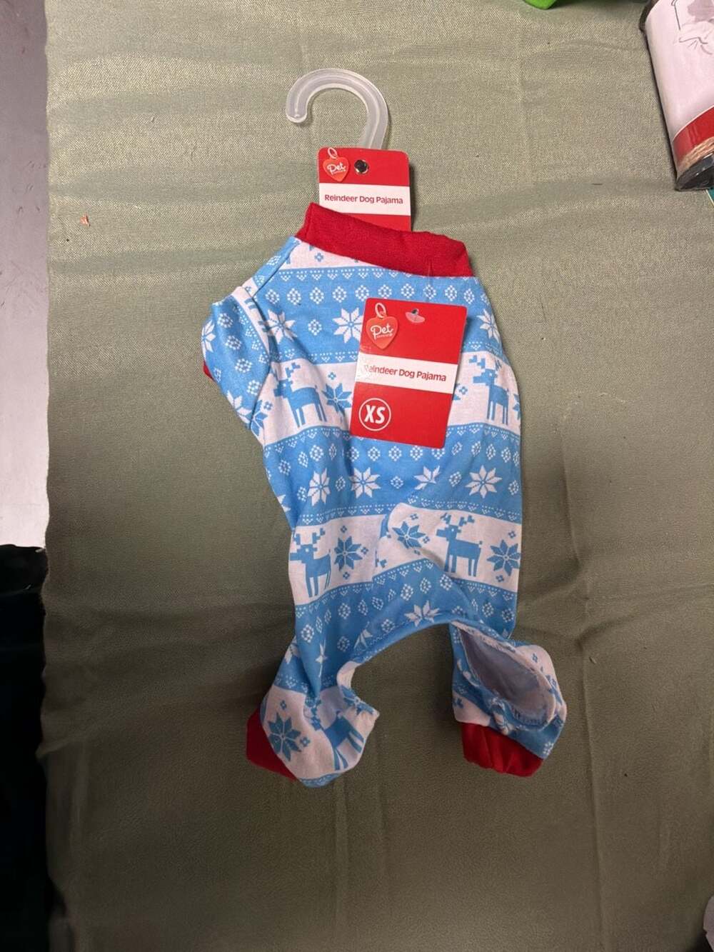 Pet Central Reindeer Dog Pajama Christmas Holiday Outfit Blue XS